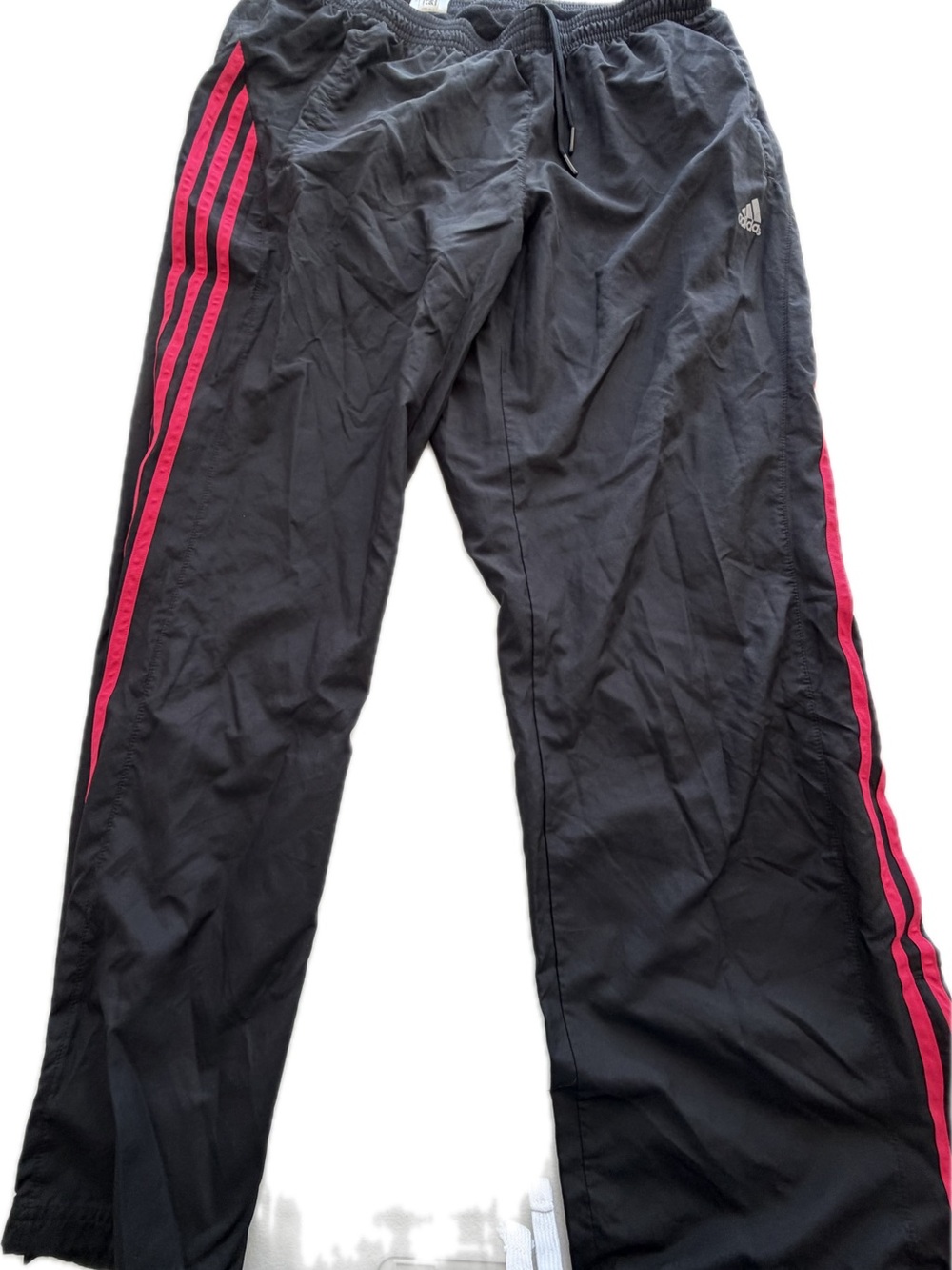 Adidas women’s  Black Track Pants with Pink stripes